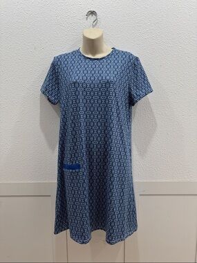 Cabana Life Blue Palms Printed Short-Sleeve A-Line Shift Dress